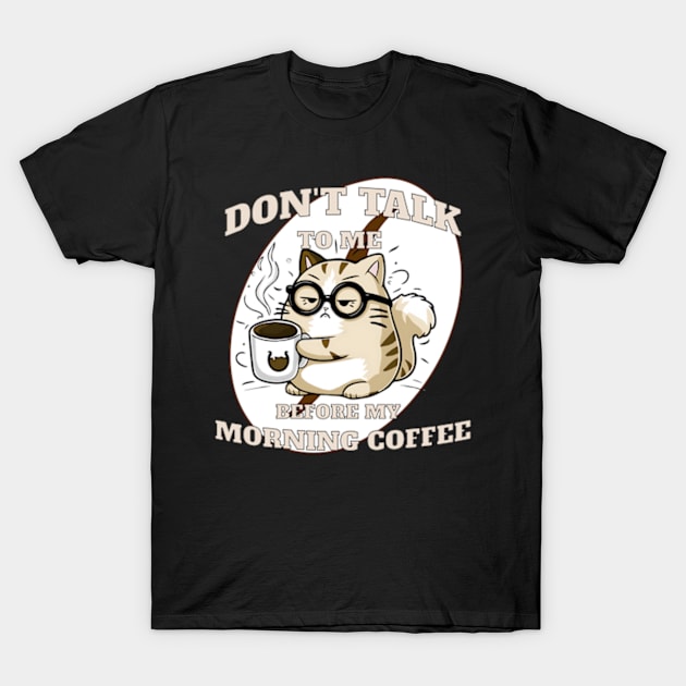 Grumpy Coffee Cat T-Shirt by NikuDesign